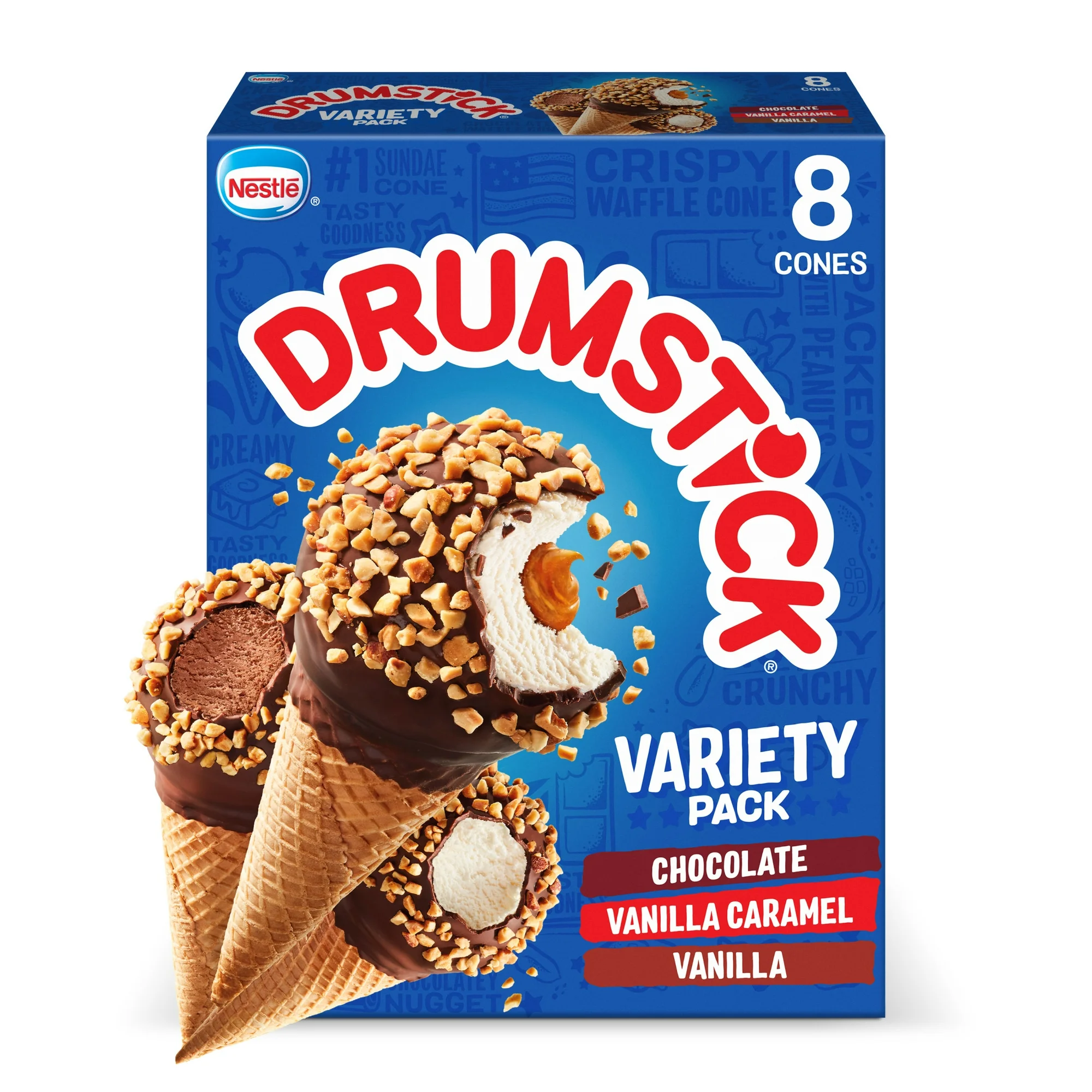 Drumstick Chocolate Vanilla Sundae Cones Variety Pack Kosher 8 Count