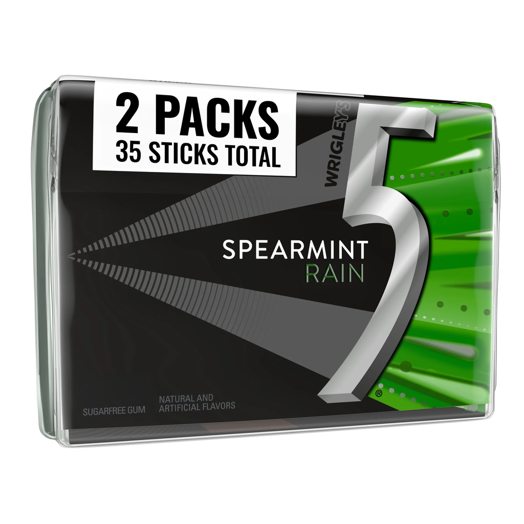 5 Gum Spearmint Rain Sugar Free Chewing Gum 35 Stick Pack