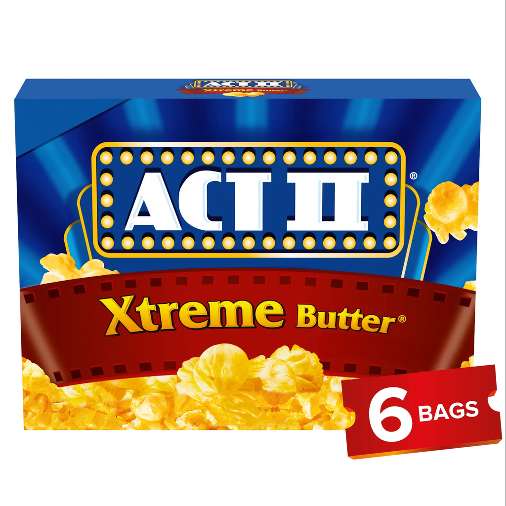 Act II Xtreme Butter Microwave Popcorn, 2.75 oz  6-Count Bags