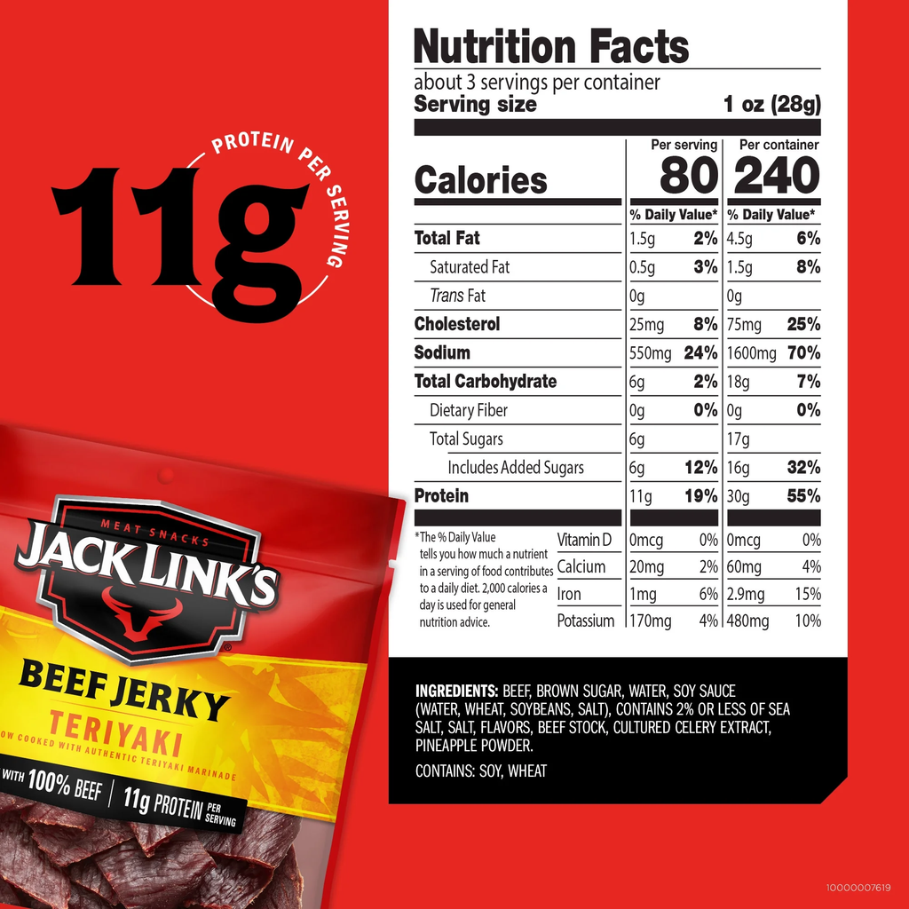 Jack Link’s Beef Jerky Teriyaki 2.85 oz Bag