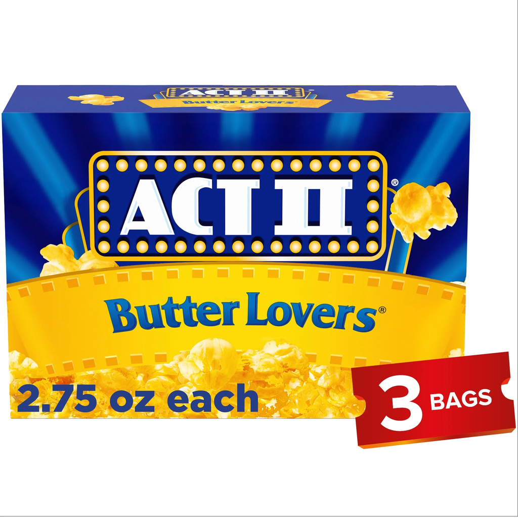 Act II Butter Lovers Microwave Popcorn 2.75 oz  3-Count Bags