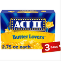 Act II Butter Lovers Microwave Popcorn 2.75 oz  3-Count Bags