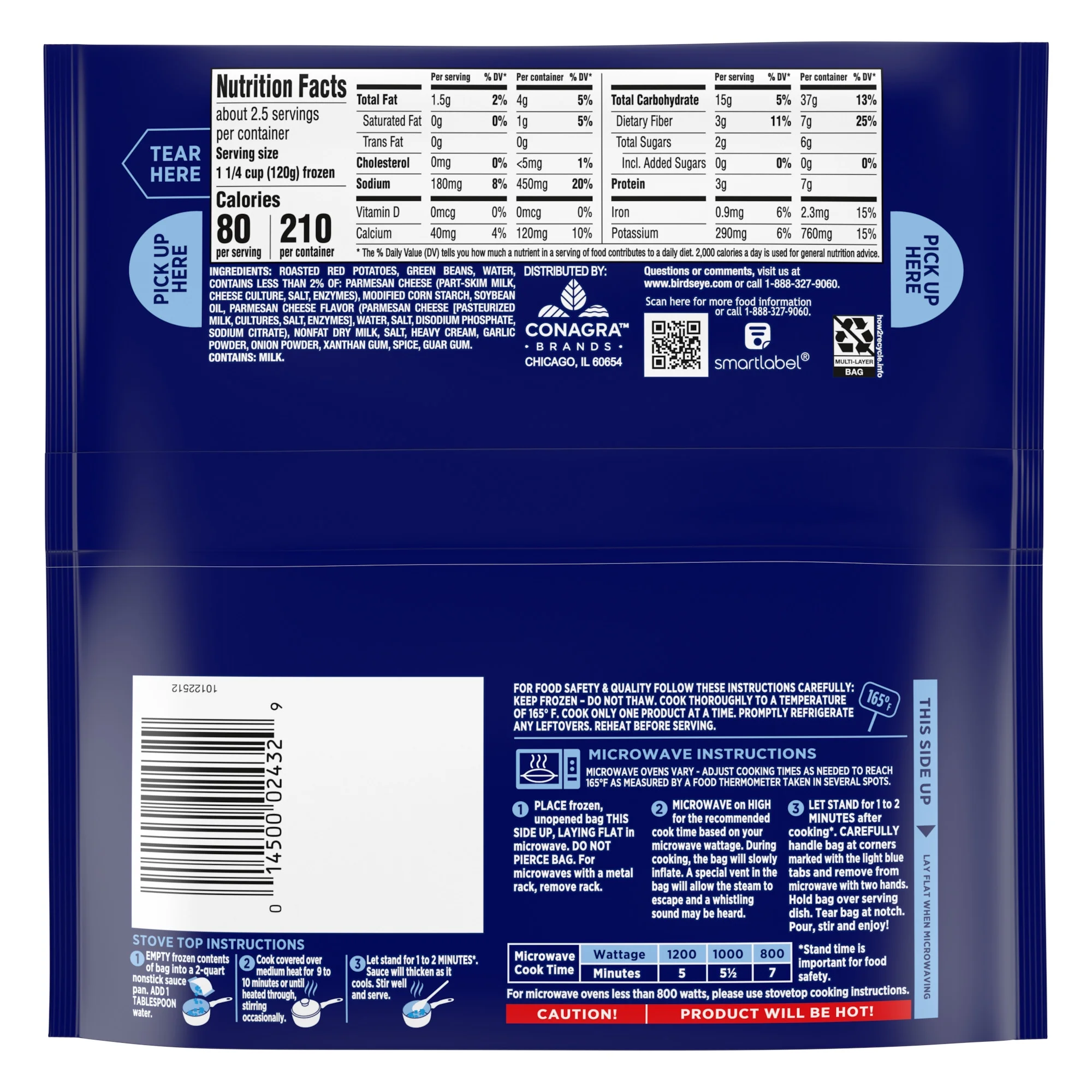 Steamfresh Parmesan Garlic Roasted Red Potatoes & Green Beans Frozen Side 10.8 oz. Bag