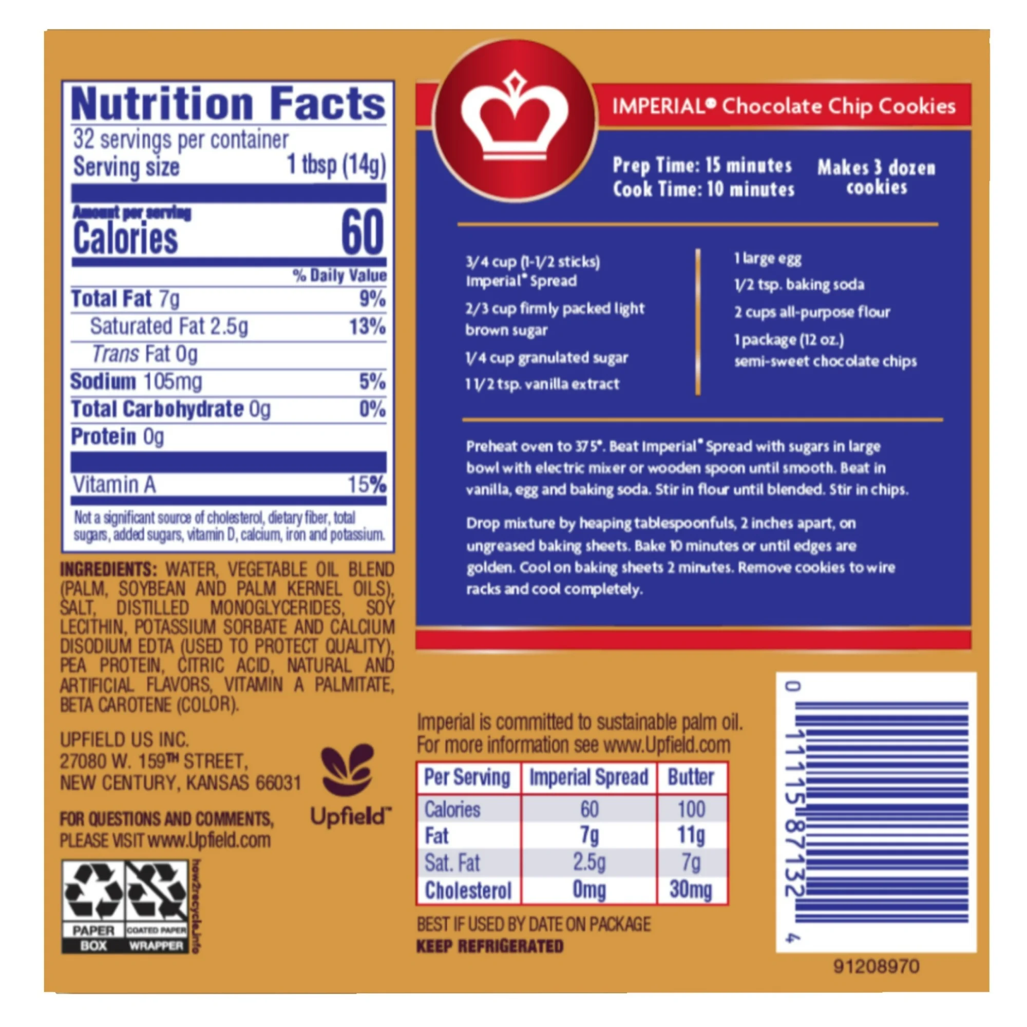 Imperial Vegetable Oil Spread 16 oz (4 Sticks) (Refrigerated)