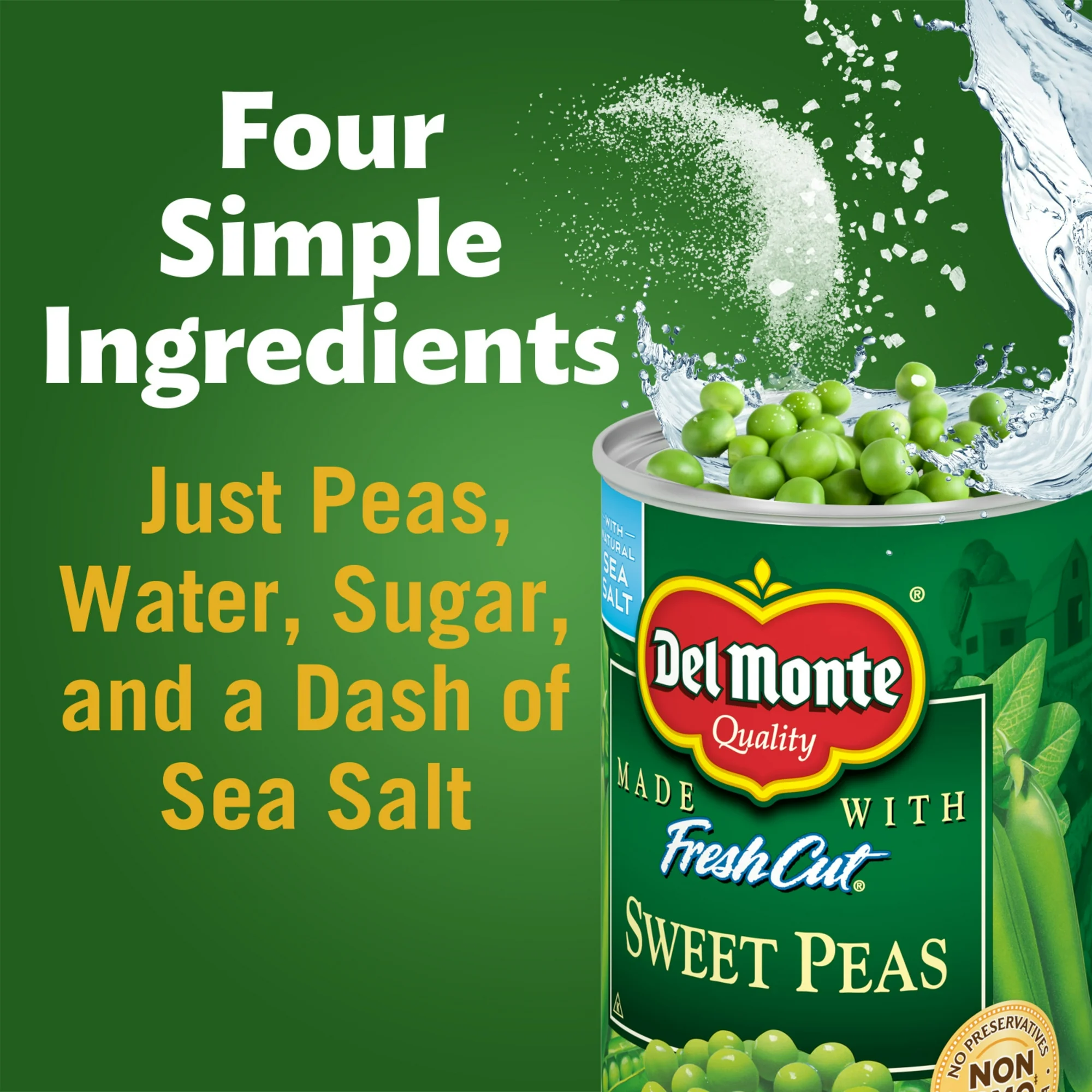 Del Monte Sweet Peas Canned Vegetables 15 oz Can