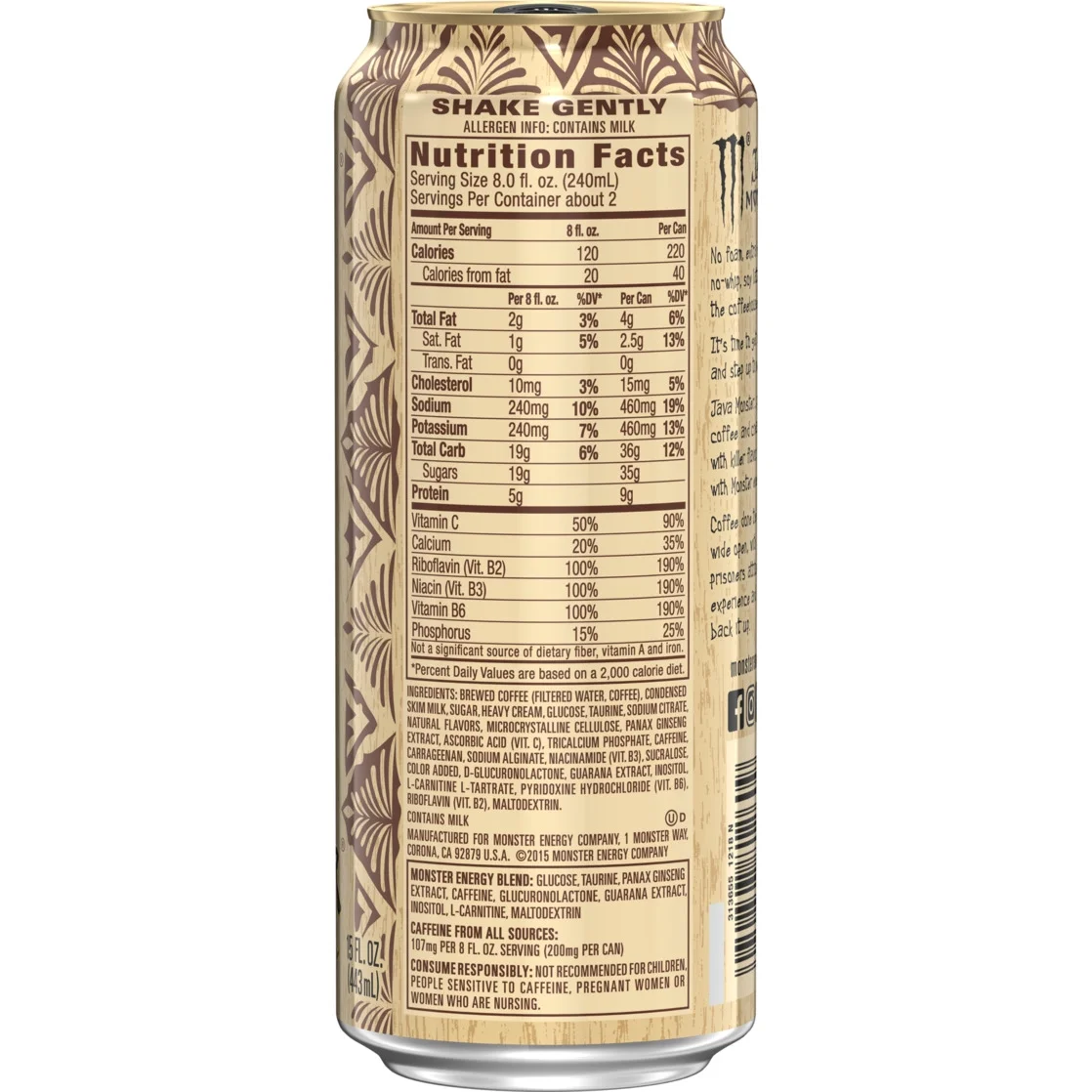 Monster Energy Java Mean Bean Energy Coffee Drink 15 oz