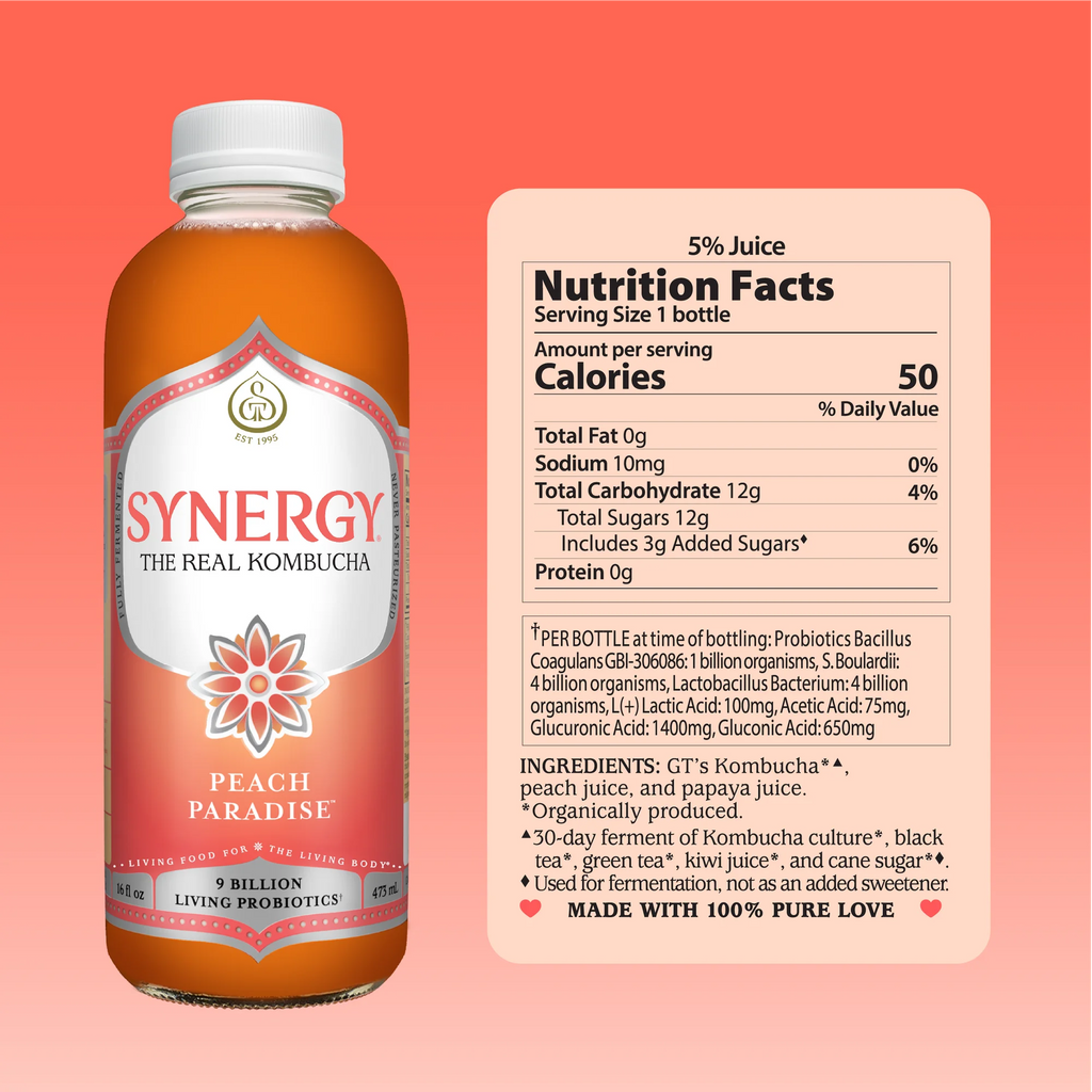 Synergy The Real Kombucha Peach Paradise 16 fl oz