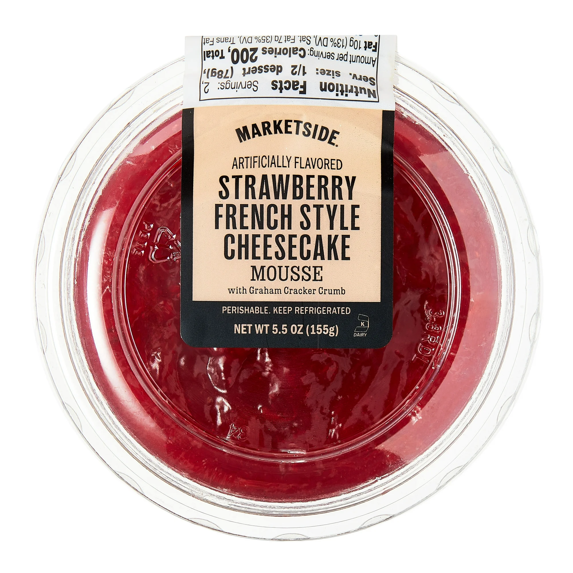strawberry French Style Whipped Cheese Cake Mousse Dessert Cup, Creamy, 5.5 oz