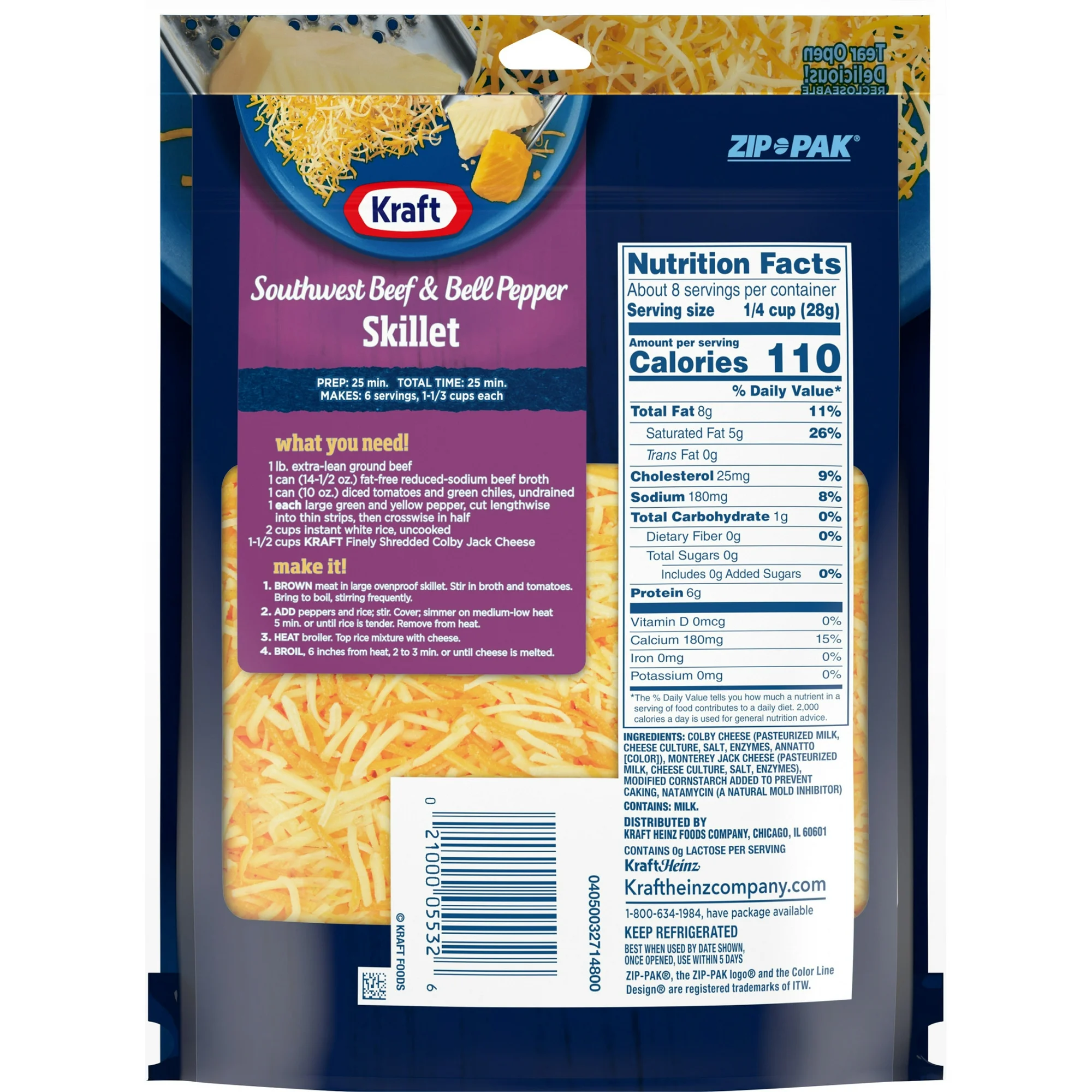 Kraft Colby Jack Finely Shredded Cheese 8 oz Bag