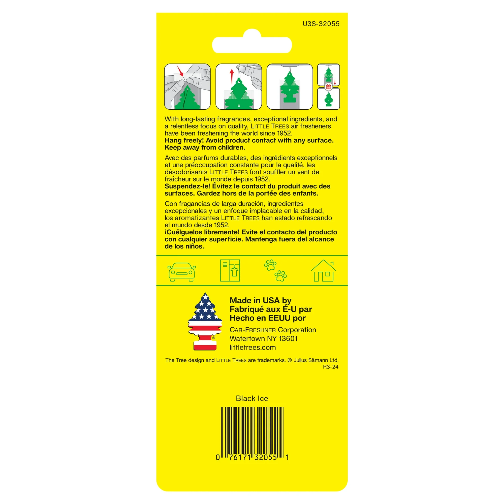 Little Trees Air Freshener Black Ice Fragrance 3-Pack
